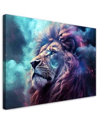 Leinwandbild - Löwe Abstraktion Blau | Feeby