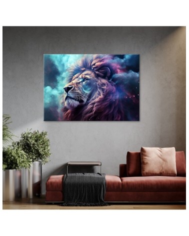 Leinwandbild - Löwe Abstraktion Blau | Feeby
