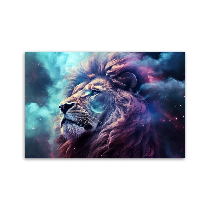 Leinwandbild - Löwe Abstraktion Blau | Feeby