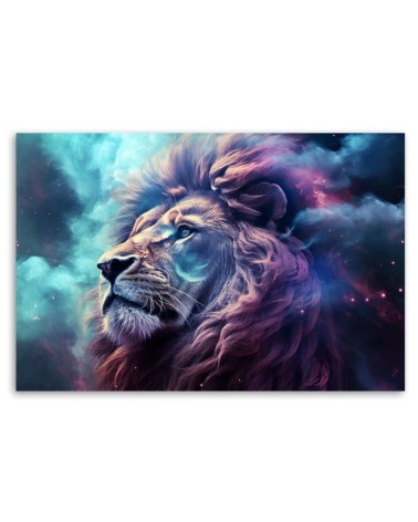 Leinwandbild - Löwe Abstraktion Blau | Feeby