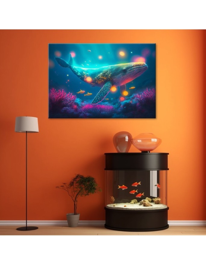 Stylowe obrazy AI na ścianę - Magiczny wieloryb | FEEBY