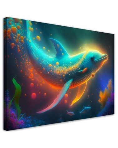 AI Canvas paintings for children's room - Dolphin neon abstract | FEEBY