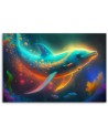 Obrazy AI do pokoju dziecięcego - Delfin neon abstrakcja | FEEBY