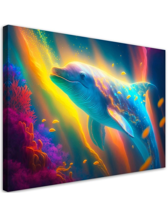 Obraz AI dla dzieci - Delfin neon abstrakcja | FEEBY