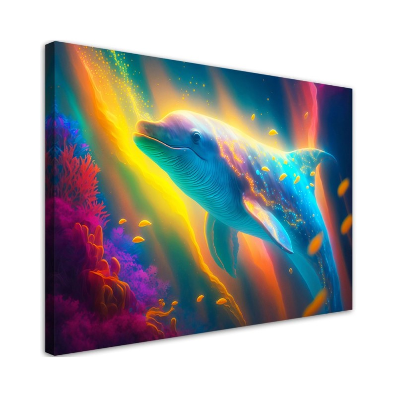 Obraz AI dla dzieci - Delfin neon abstrakcja | FEEBY