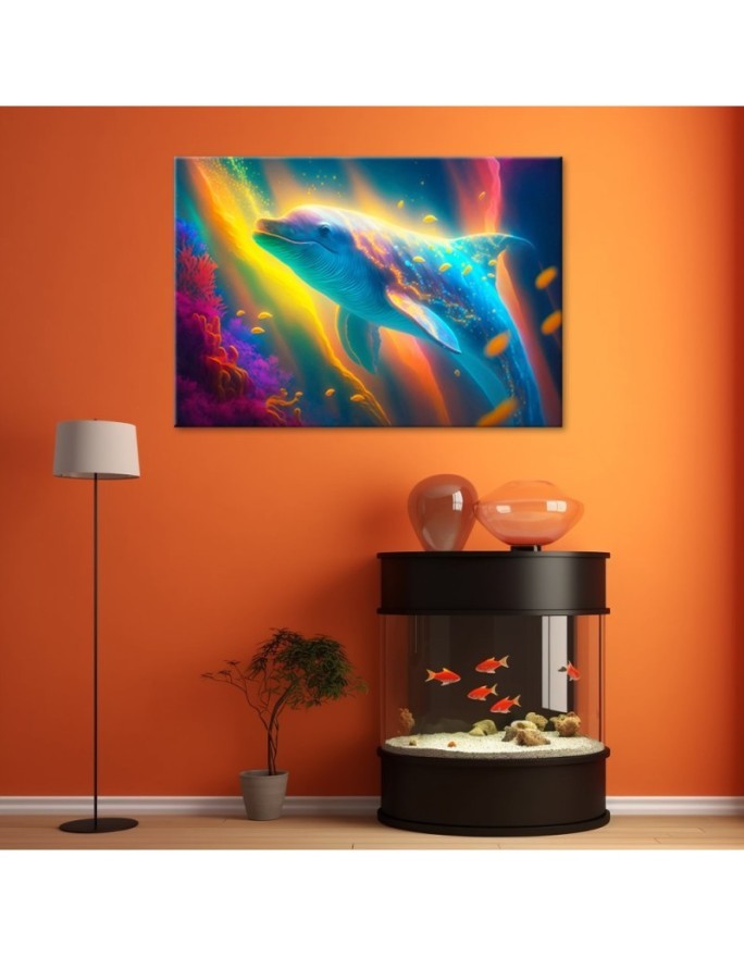 Obraz AI dla dzieci - Delfin neon abstrakcja | FEEBY