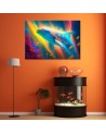 AI Canvas prints for children's room - Dolphin neon abstract | FEEBY