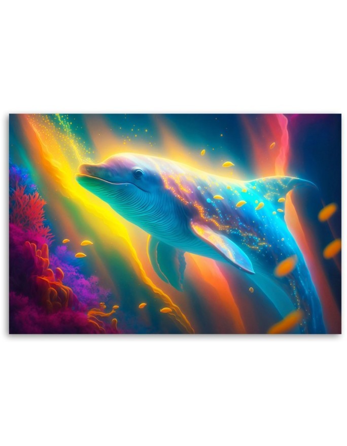 Obraz AI dla dzieci - Delfin neon abstrakcja | FEEBY