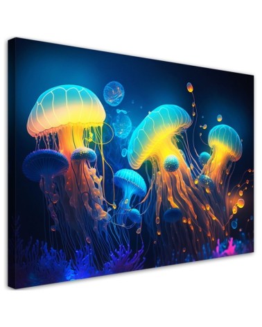 AI Canvas print Canvas prints for children's room - Neon sea abstraction | FEEBY