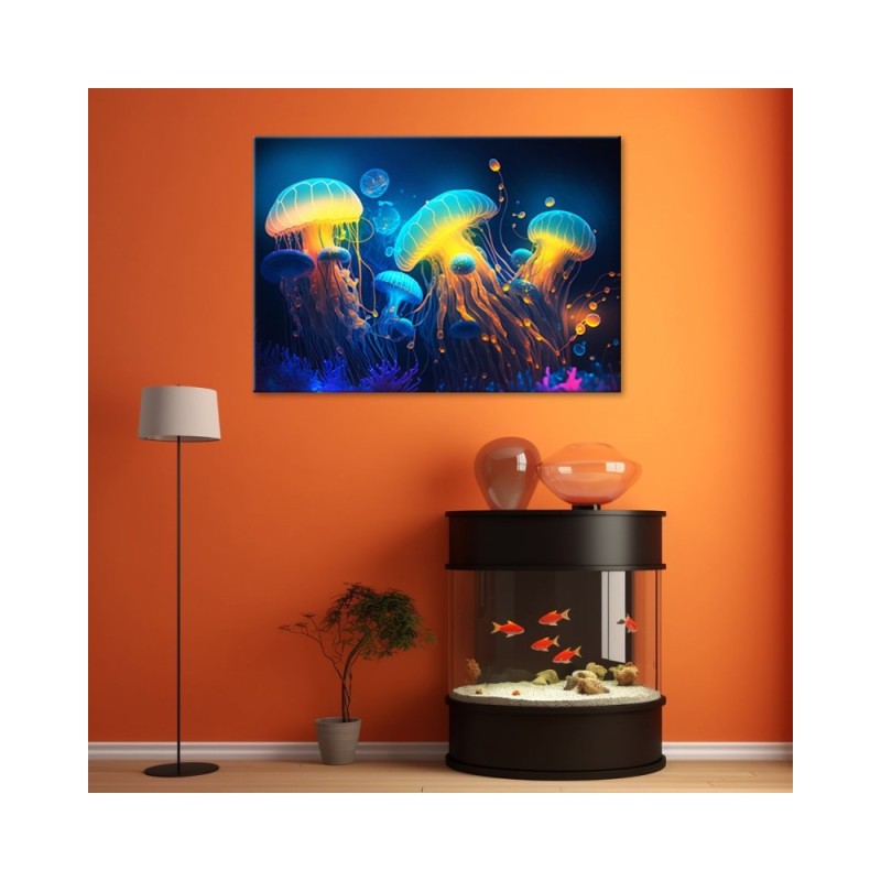 Bild auf Leinwand - Neon Meer Abstraktion | Feeby