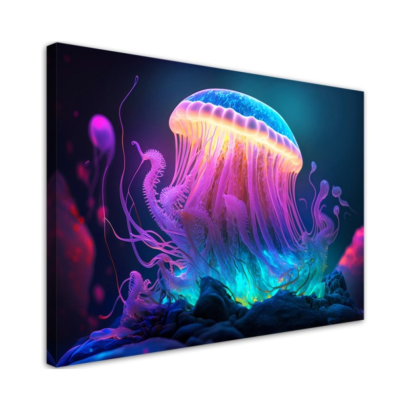 Leinwanddruck - Neon-Qualle | Feeby