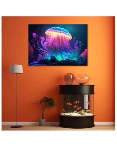 Leinwanddruck - Neon-Qualle | Feeby