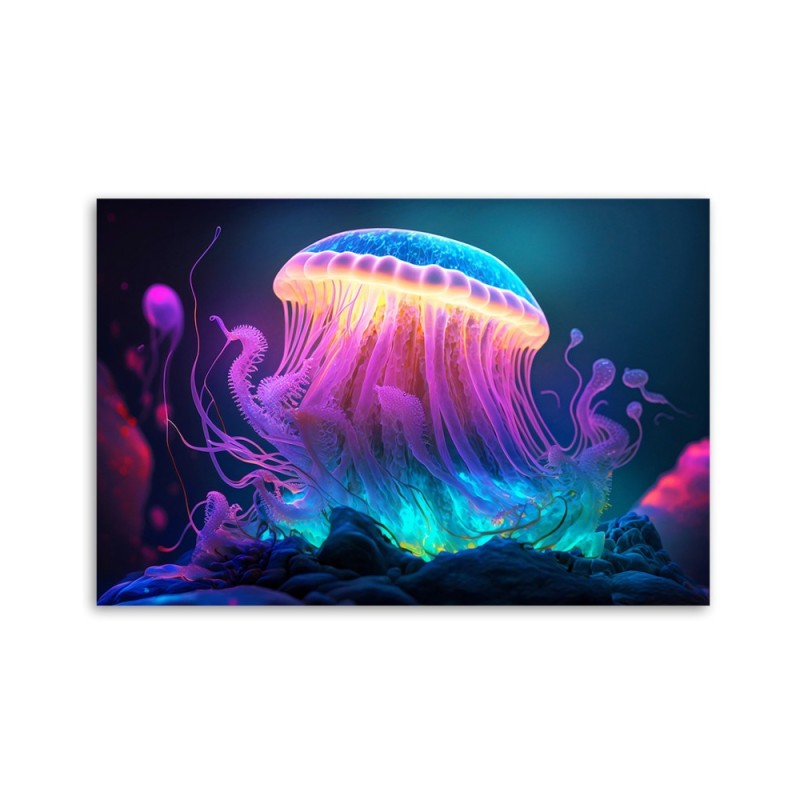 Leinwanddruck - Neon-Qualle | Feeby
