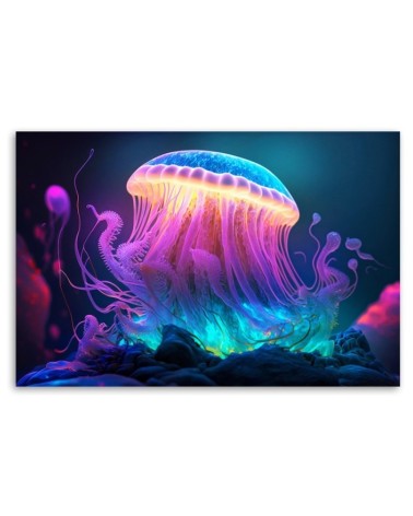 Leinwanddruck - Neon-Qualle | Feeby