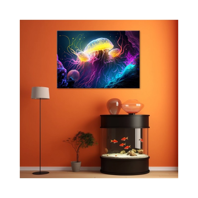 Modernes Wandbild - Qualle unter Wasser | Feeby