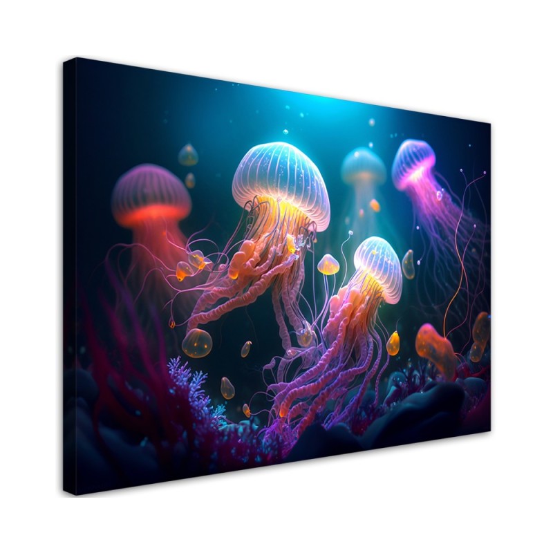 Leinwandbild - Qualle Neon Abstraktion | Feeby