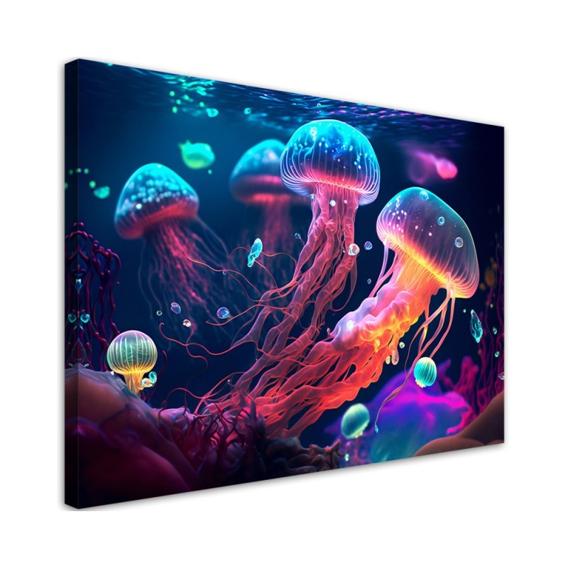 Dekoratives Leinwandbild - Neon-Seequalle | Feeby