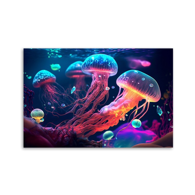 Dekoratives Leinwandbild - Neon-Seequalle | Feeby