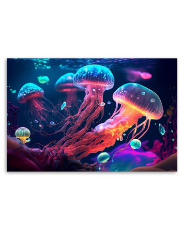 Dekoratives Leinwandbild - Neon-Seequalle | Feeby