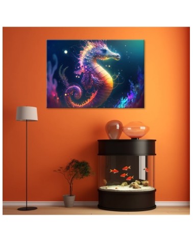 Modernes Wandbild - Neon-Seepferdchen | Feeby