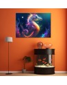 AI Canvas prints for children - Neon seahorse | FEEBY