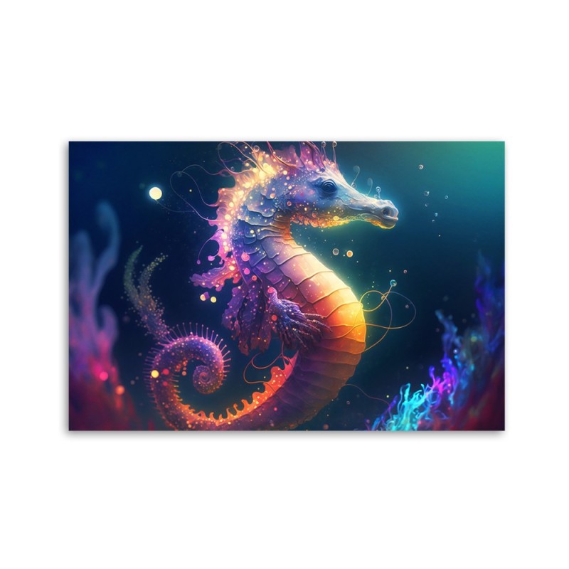 Modernes Wandbild - Neon-Seepferdchen | Feeby