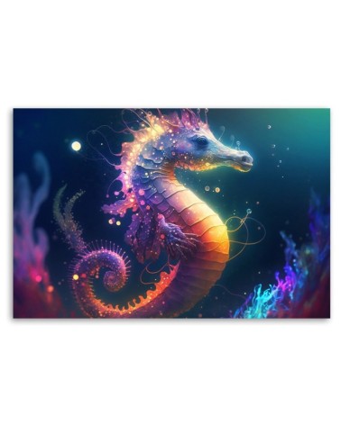 Modernes Wandbild - Neon-Seepferdchen | Feeby