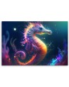 AI Canvas prints for children - Neon seahorse | FEEBY