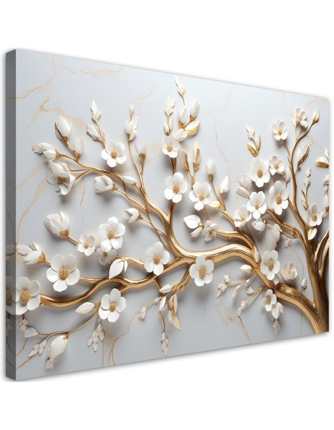 Leinwandbild modern - Blattgoldbaum 3D | Feeby
