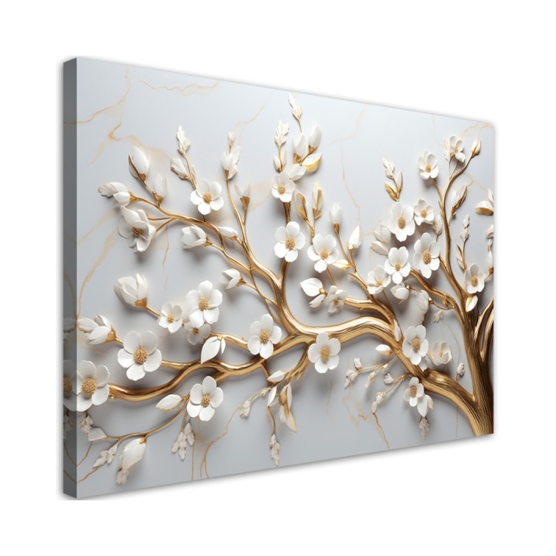 Leinwandbild modern - Blattgoldbaum 3D | Feeby