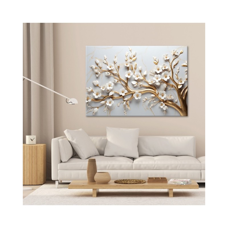 Leinwandbild modern - Blattgoldbaum 3D | Feeby