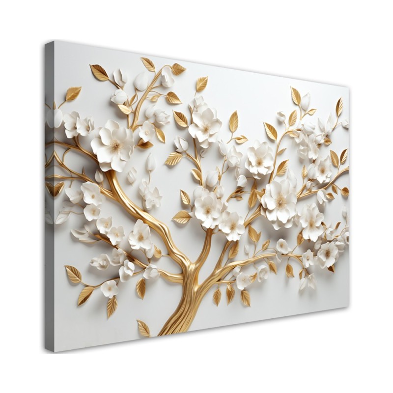 Bild auf Leinwand - AI Goldener Kirschblütenbaum 3D | Feeby