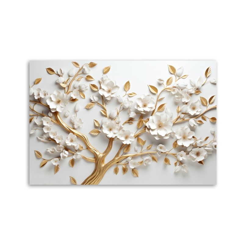 Bild auf Leinwand - AI Goldener Kirschblütenbaum 3D | Feeby