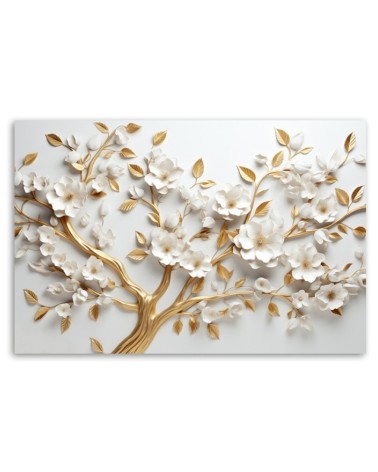 Bild auf Leinwand - AI Goldener Kirschblütenbaum 3D | Feeby