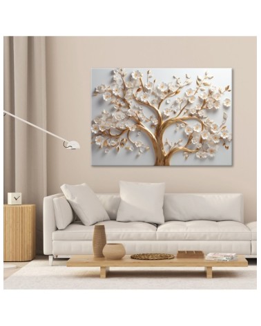 Leinwandbild - 3D Goldener Glamourbaum in Blüte | Feeby