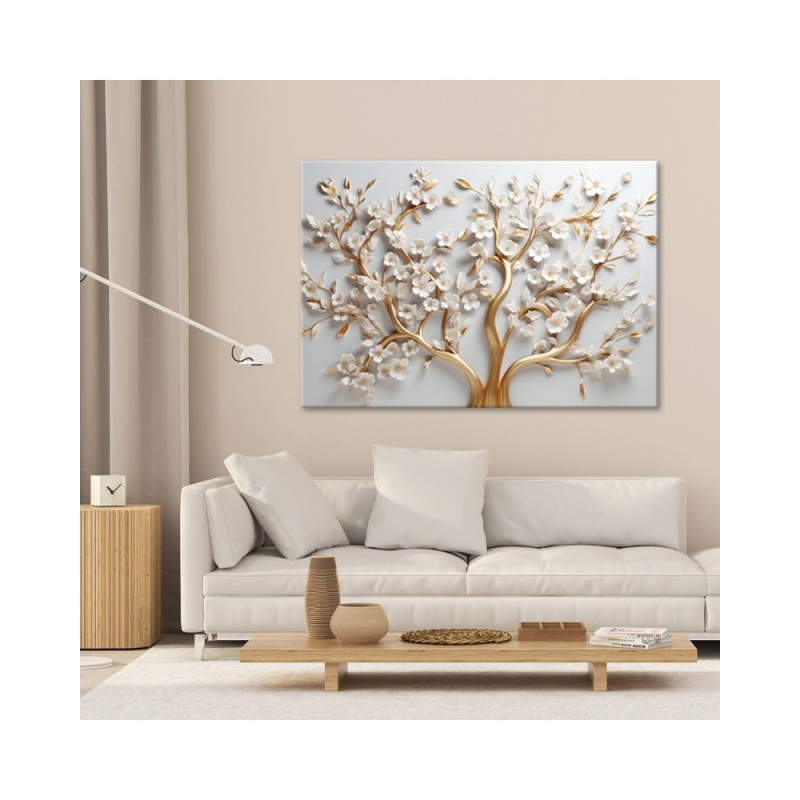Leinwanddruck - Goldene Magnolienglamourblume 3D | Feeby