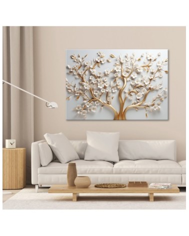 Leinwanddruck - Goldene Magnolienglamourblume 3D | Feeby