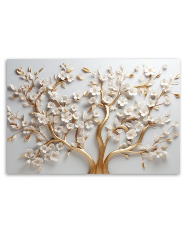 Leinwanddruck - Goldene Magnolienglamourblume 3D | Feeby