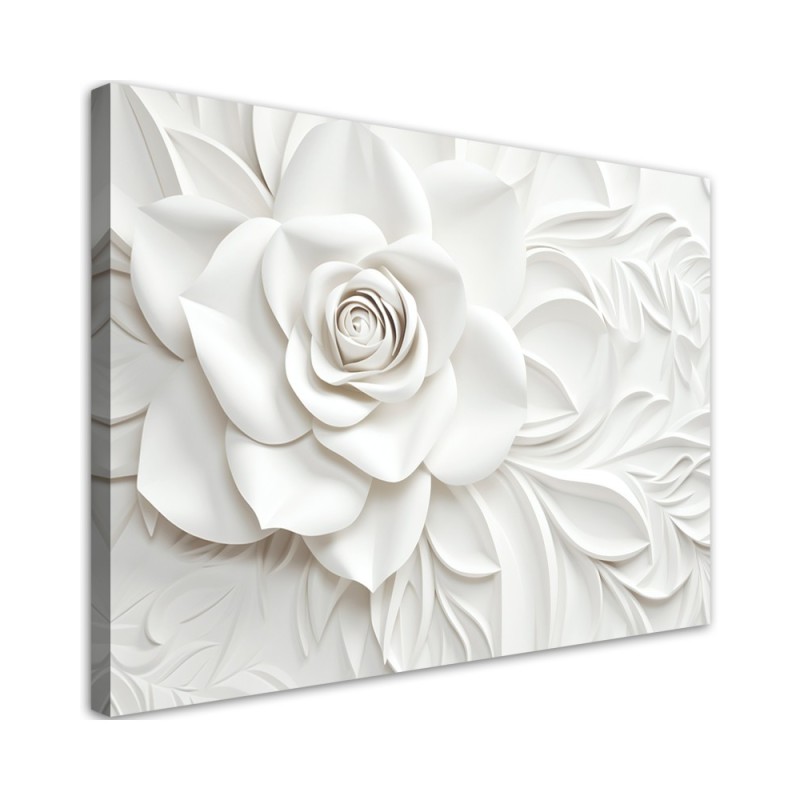 Modernes Wandbild - Weiße blühende Rosenblüte 3D | Feeby