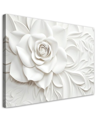 Modernes Wandbild - Weiße blühende Rosenblüte 3D | Feeby