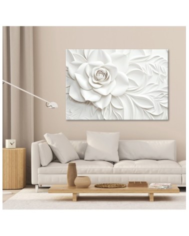 Modernes Wandbild - Weiße blühende Rosenblüte 3D | Feeby