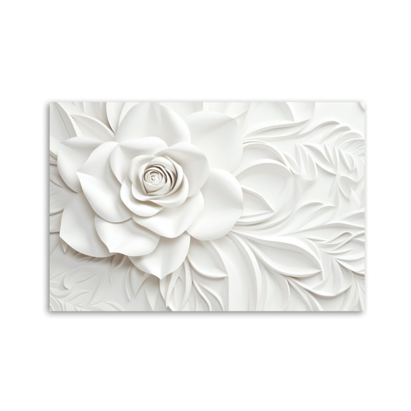 Modernes Wandbild - Weiße blühende Rosenblüte 3D | Feeby