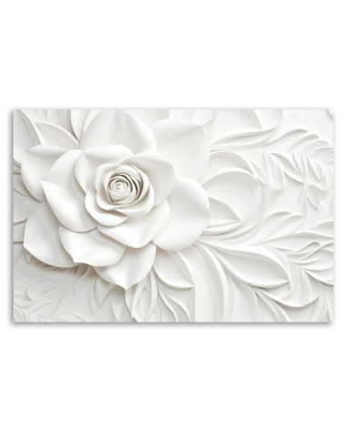 Modernes Wandbild - Weiße blühende Rosenblüte 3D | Feeby