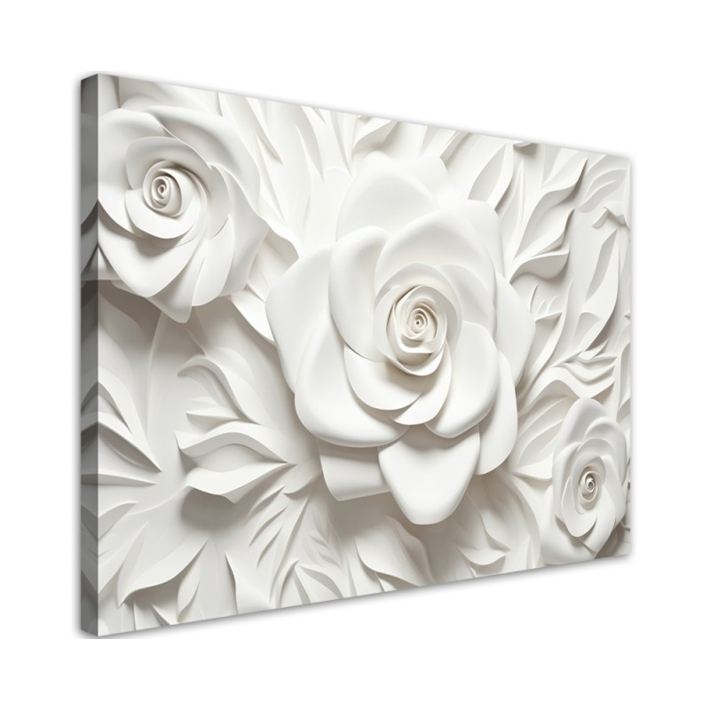 Leinwandbild - Weiße Rosenblüte 3D | Feeby