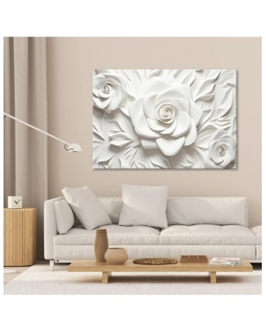 Leinwandbild - Weiße Rosenblüte 3D | Feeby