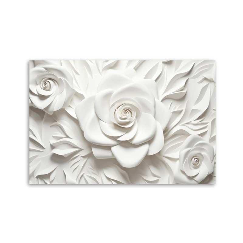 Leinwandbild - Weiße Rosenblüte 3D | Feeby