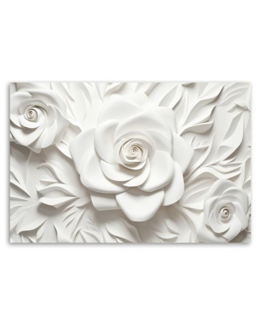 Leinwandbild - Weiße Rosenblüte 3D | Feeby