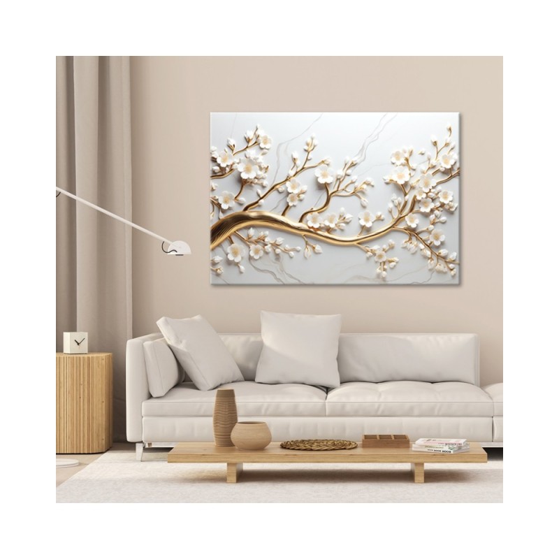 Dekoratives Leinwandbild - Blattgold-Baum 3D | Feeby