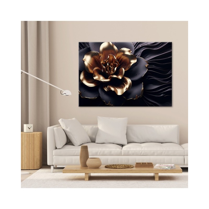 Bild auf Leinwand - AI Goldene Blume | Feeby