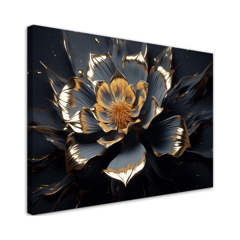 Leinwandbild - Goldene Blume abstrakt 3D | Feeby